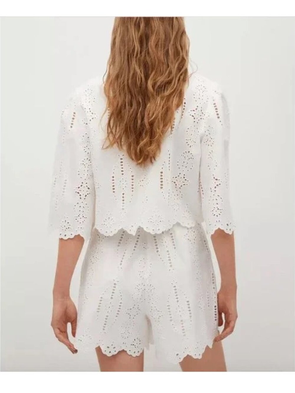 MNG Mango Swiss Embroidery Linen Blouse 2 - Picture 2 of 9